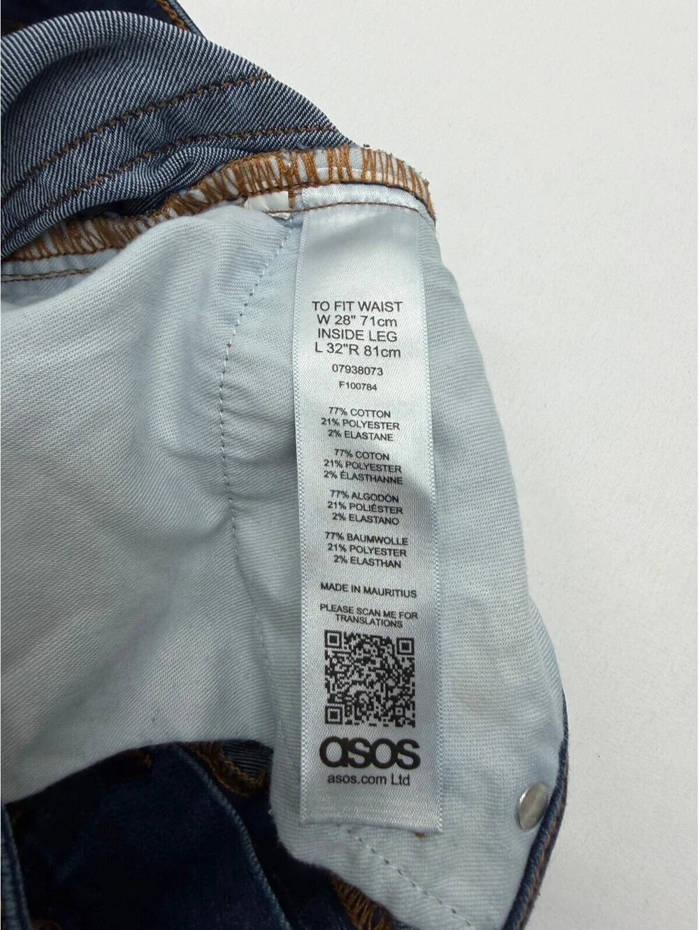 Asos Design Men's Skinny Jeans Dark Wash Slim Fit Low-Rise Stretch Size 28 Blue